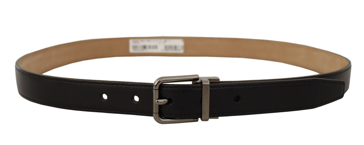 Dolce & Gabbana Black Logo Engraved Metal Buckle Belt schwarz