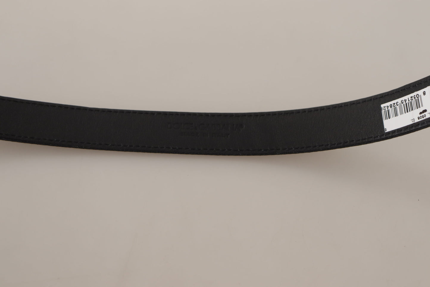 Dolce & Gabbana Black Calf Canvas Silver Tone Logo Metal Belt schwarz