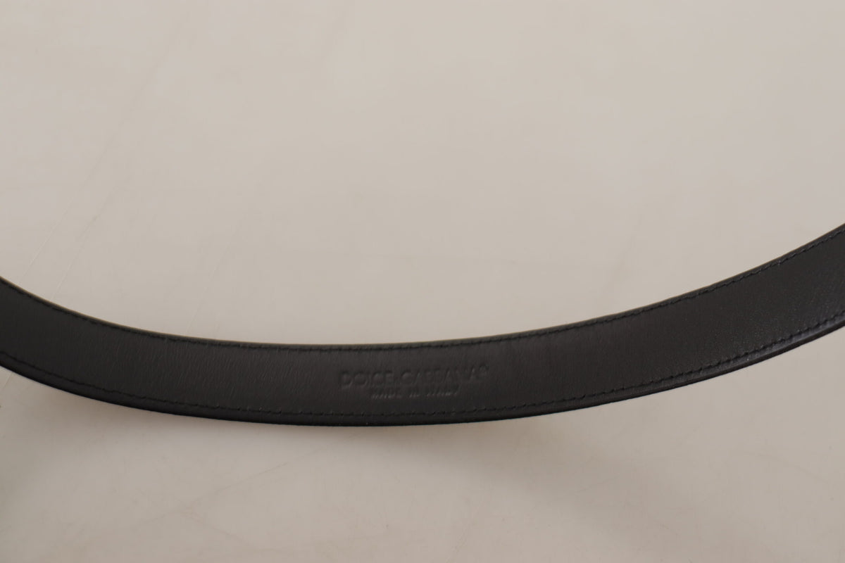 Dolce & Gabbana Black Silver Logo Metal Buckle Belt schwarz