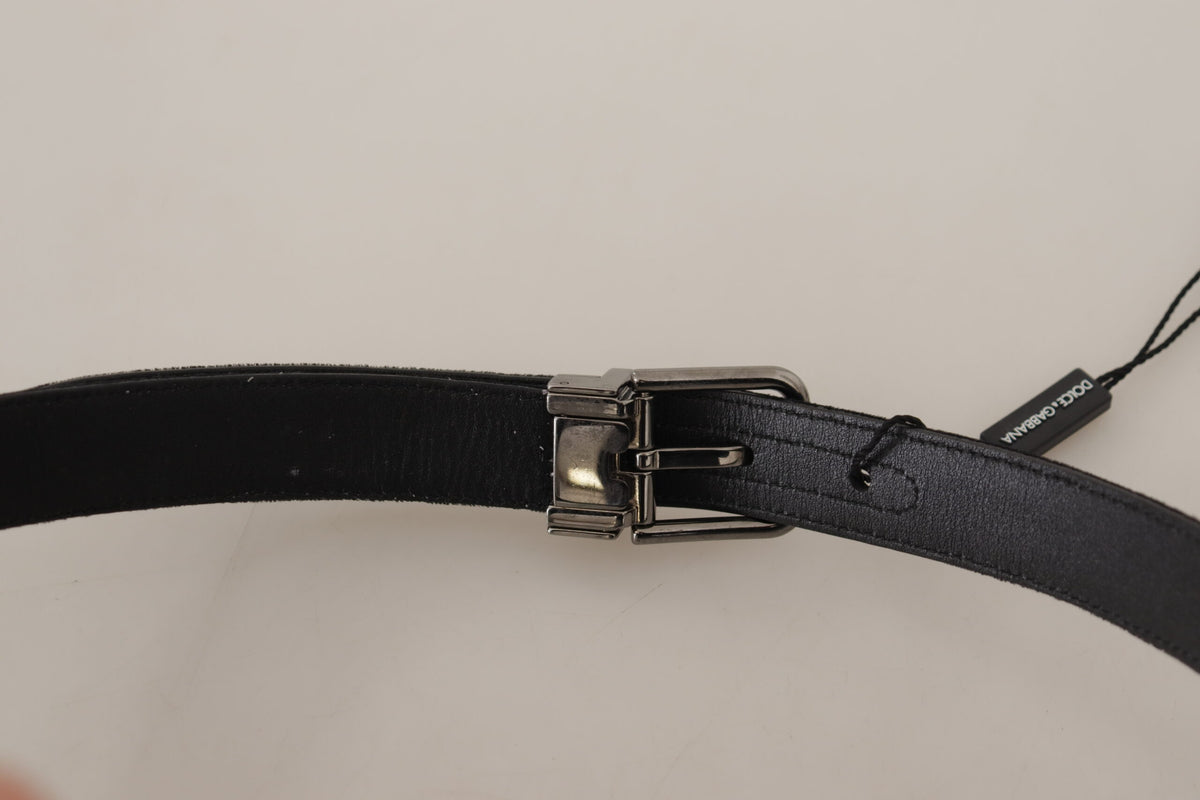 Dolce & Gabbana Black Cotton Silver Tone Metal Buckle Belt schwarz