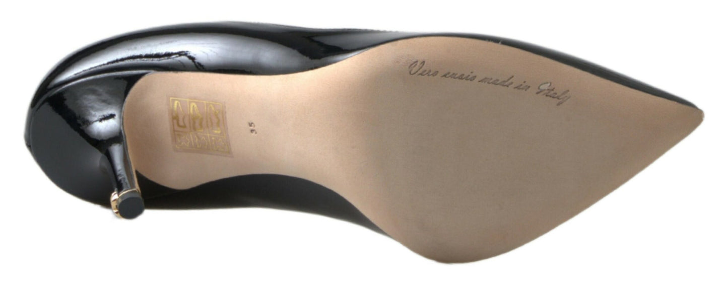 Dolce & Gabbana Black Patent Leather High Heels Pumps Shoes schwarz