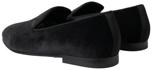 Dolce & Gabbana Black Velvet Loafers Formal Shoes Curated Luxury Accessories by Orvyn