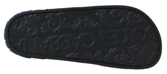 Dolce & Gabbana Black Slides Sandals Beach Saint Barth Shoes schwarz