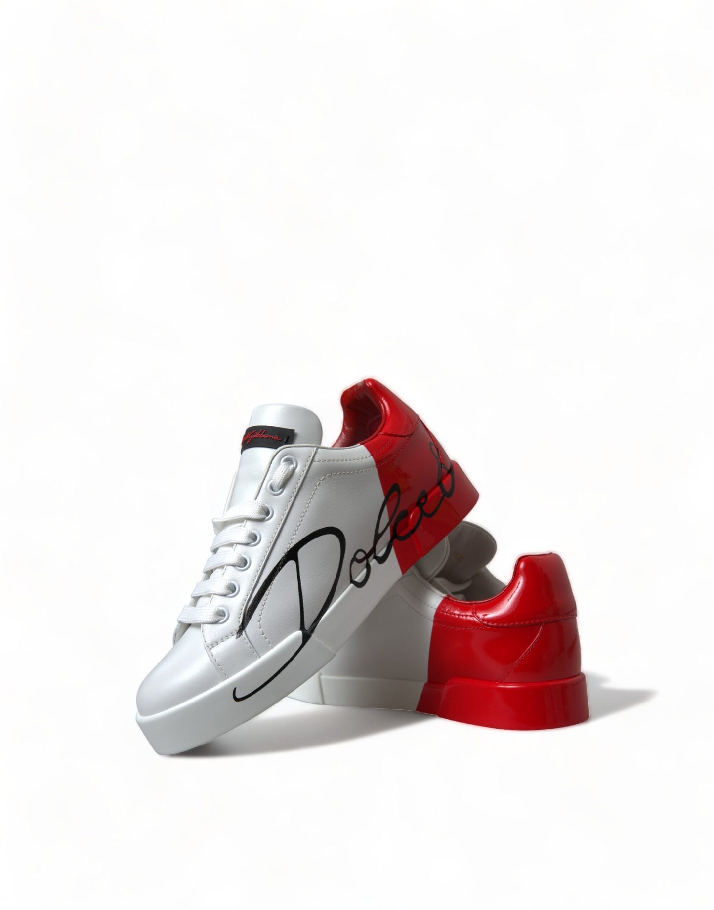 Dolce & Gabbana White Red Lace Up Womens Low Top Sneakers Shoes Curated Luxury Accessories by Orvyn