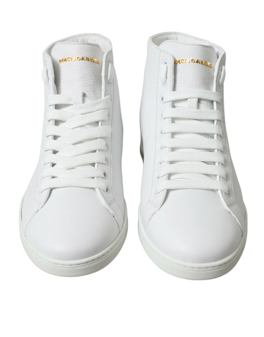 Dolce & Gabbana White Saint Tropez High Top Men Sneakers Shoes Curated Luxury Accessories by Orvyn