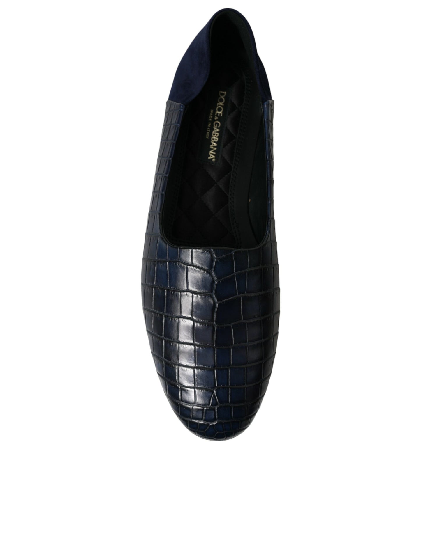 Dolce & Gabbana Blue Crocodile Leather Loafers Slip On Shoes Curated Luxury Accessories by Orvyn