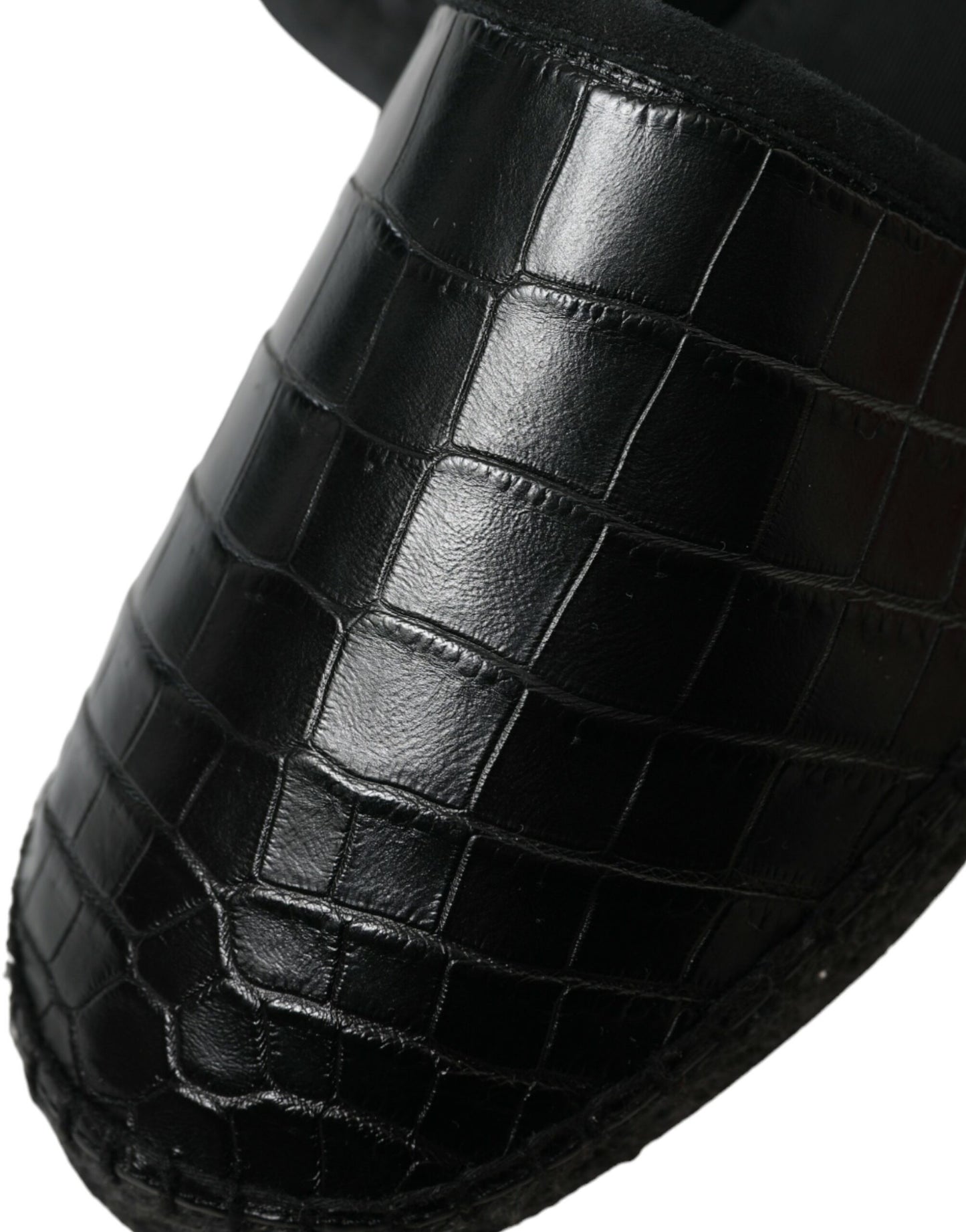 Dolce & Gabbana Black Exotic Leather Espadrilles Slip On Shoes Curated Luxury Accessories by Orvyn