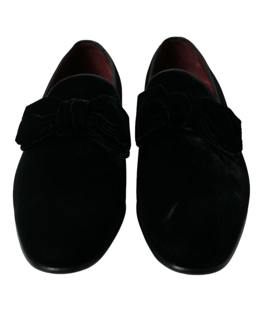 Dolce & Gabbana Black Velvet Loafers Formal Dress Shoes Curated Luxury Accessories by Orvyn