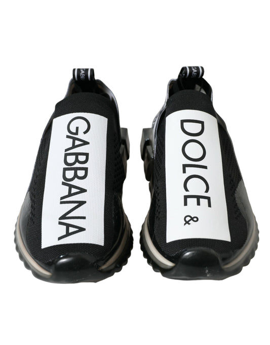 Dolce & Gabbana Black White Slip On Sneakers Sorrento Shoes Curated Luxury Accessories by Orvyn