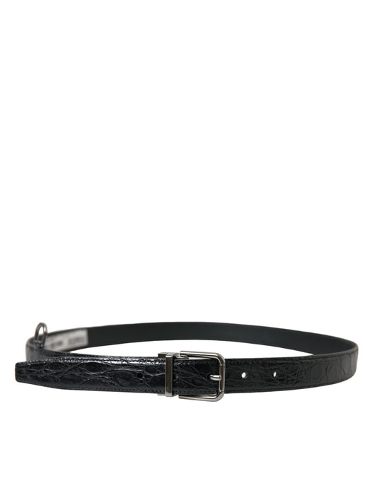 Dolce & Gabbana Black Leather Silver Metal Buckle Belt Curated Luxury Accessories by Orvyn