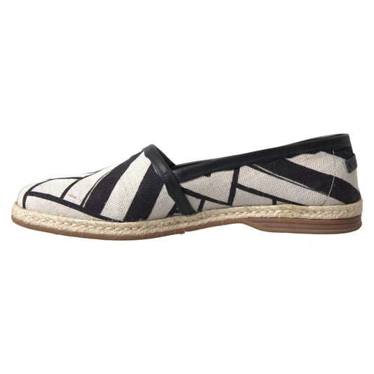 Dolce & Gabbana Black White Stripes Slip On Espadrille Shoes Curated Luxury Accessories by Orvyn