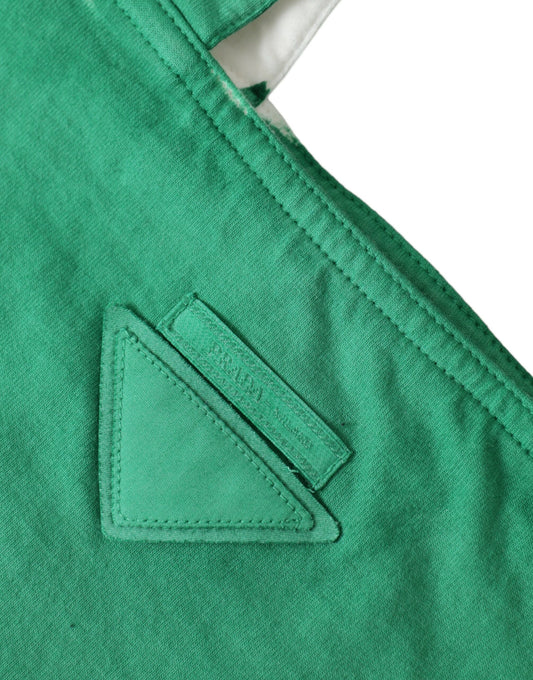 Prada Green Jersey Fabric Logo Shoulder Shopping Tote Shopping Bag Curated Luxury Accessories by Orvyn