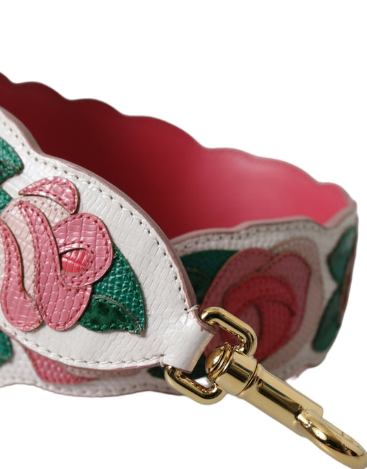 Dolce & Gabbana White Floral Leather Accessory Shoulder Strap Curated Luxury Accessories by Orvyn