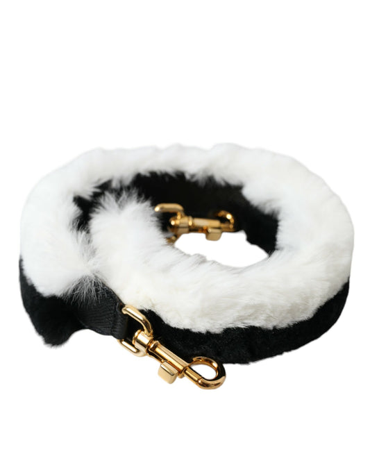 Dolce & Gabbana Black White Lapin Fur Accessory Shoulder Strap Curated Luxury Accessories by Orvyn