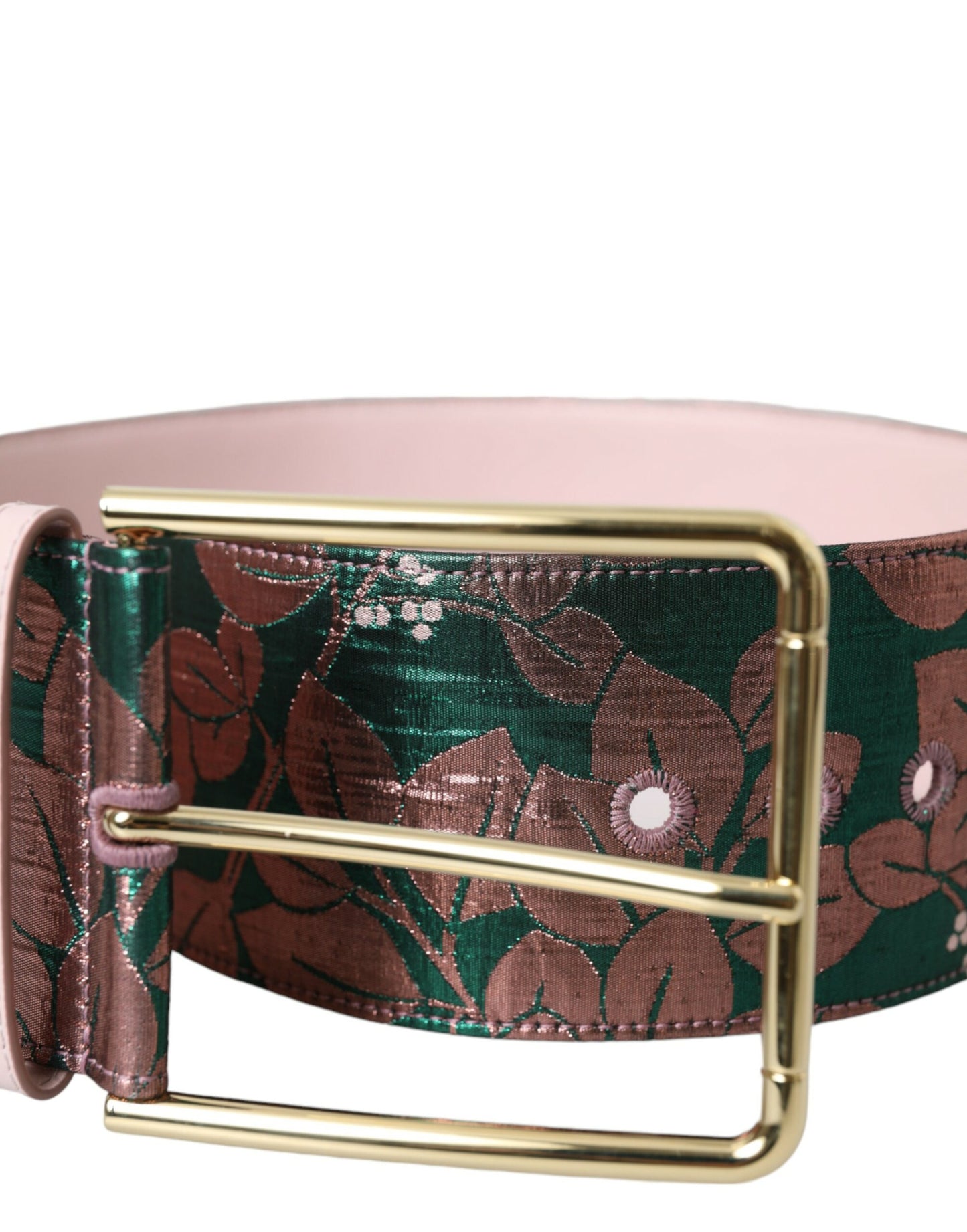 Dolce & Gabbana Multicolor Floral Jacquard Lurex Gold Buckle Belt Curated Luxury Accessories by Orvyn