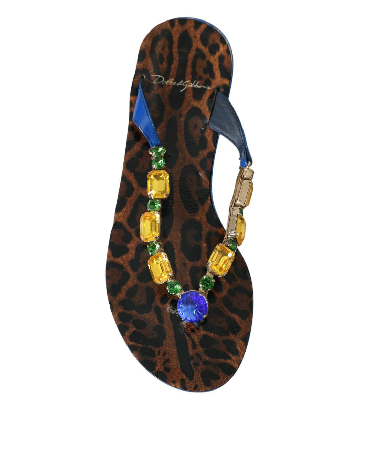 Dolce & Gabbana Blue Crystal Calf Leather Beachwear Shoes Curated Luxury Accessories by Orvyn