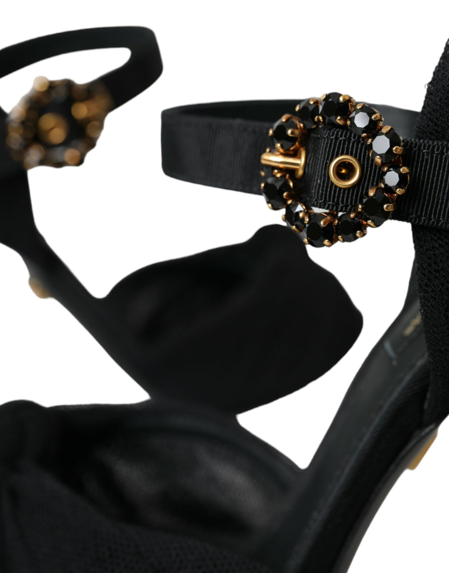 Dolce & Gabbana Black Suede Embellished Heels Sandals Shoes Curated Luxury Accessories by Orvyn