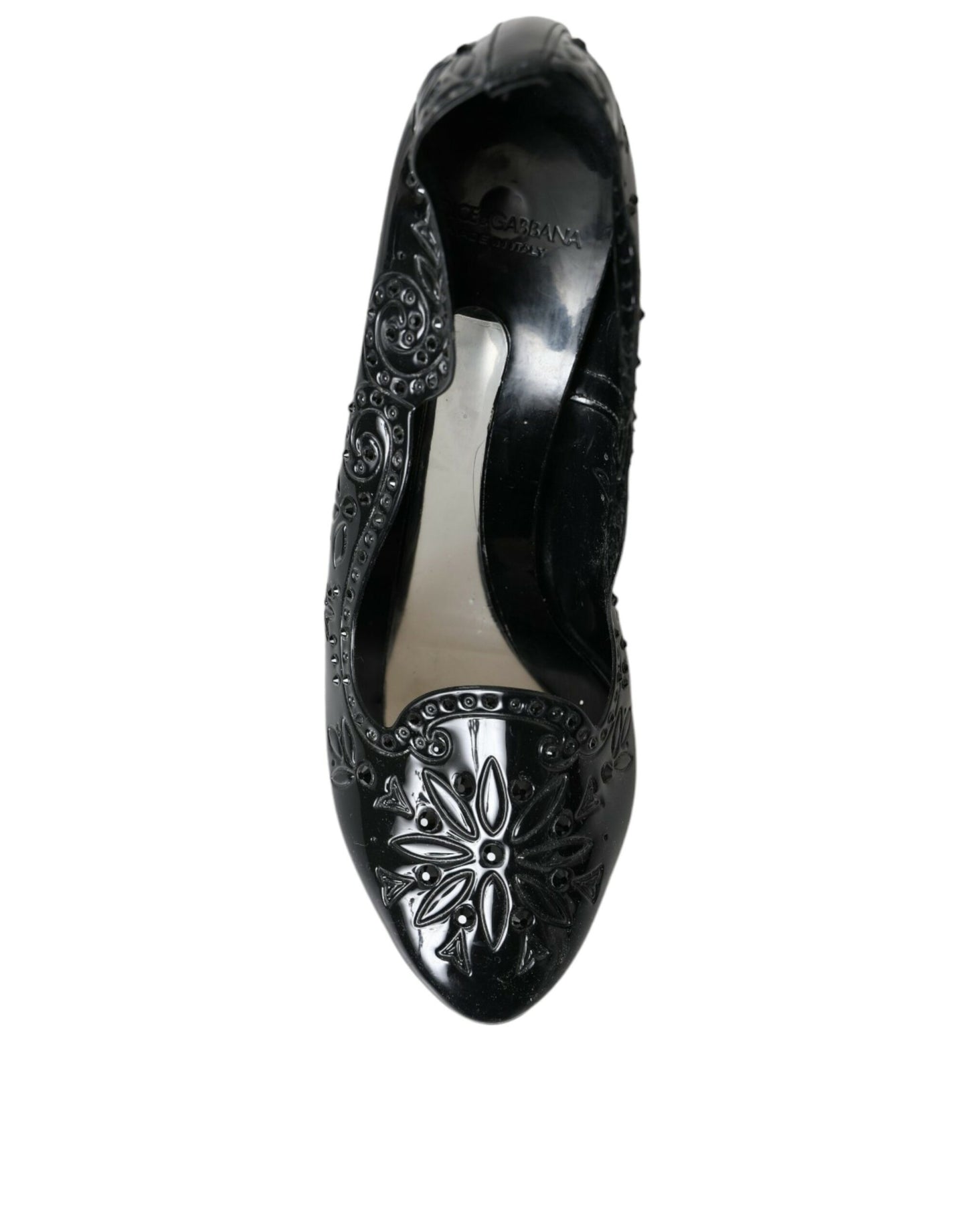 Dolce & Gabbana Black Crystal CINDERELLA Heels Pumps Shoes Curated Luxury Accessories by Orvyn