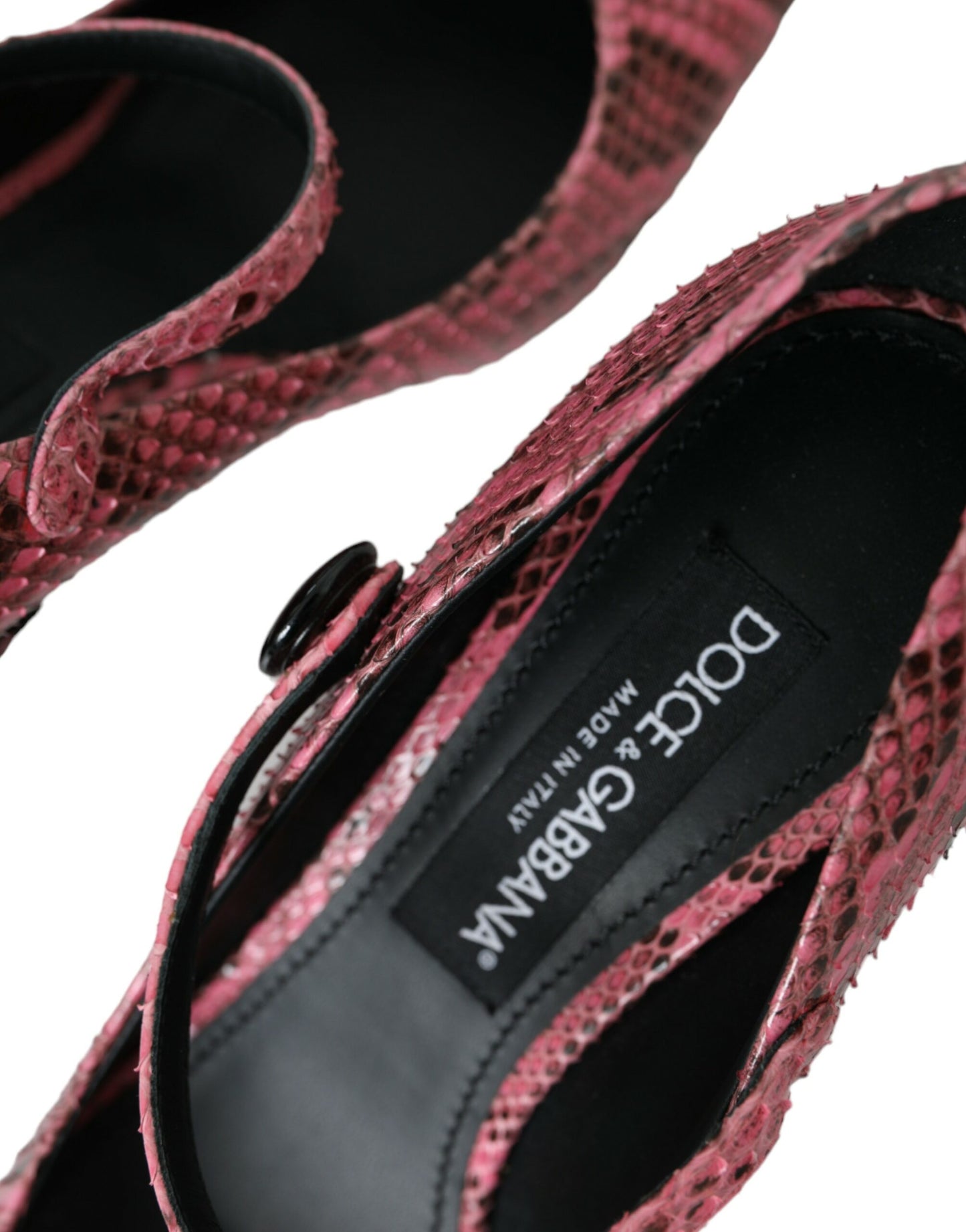 Dolce & Gabbana Pink Python Leather Mary Jane Heels Shoes Curated Luxury Accessories by Orvyn