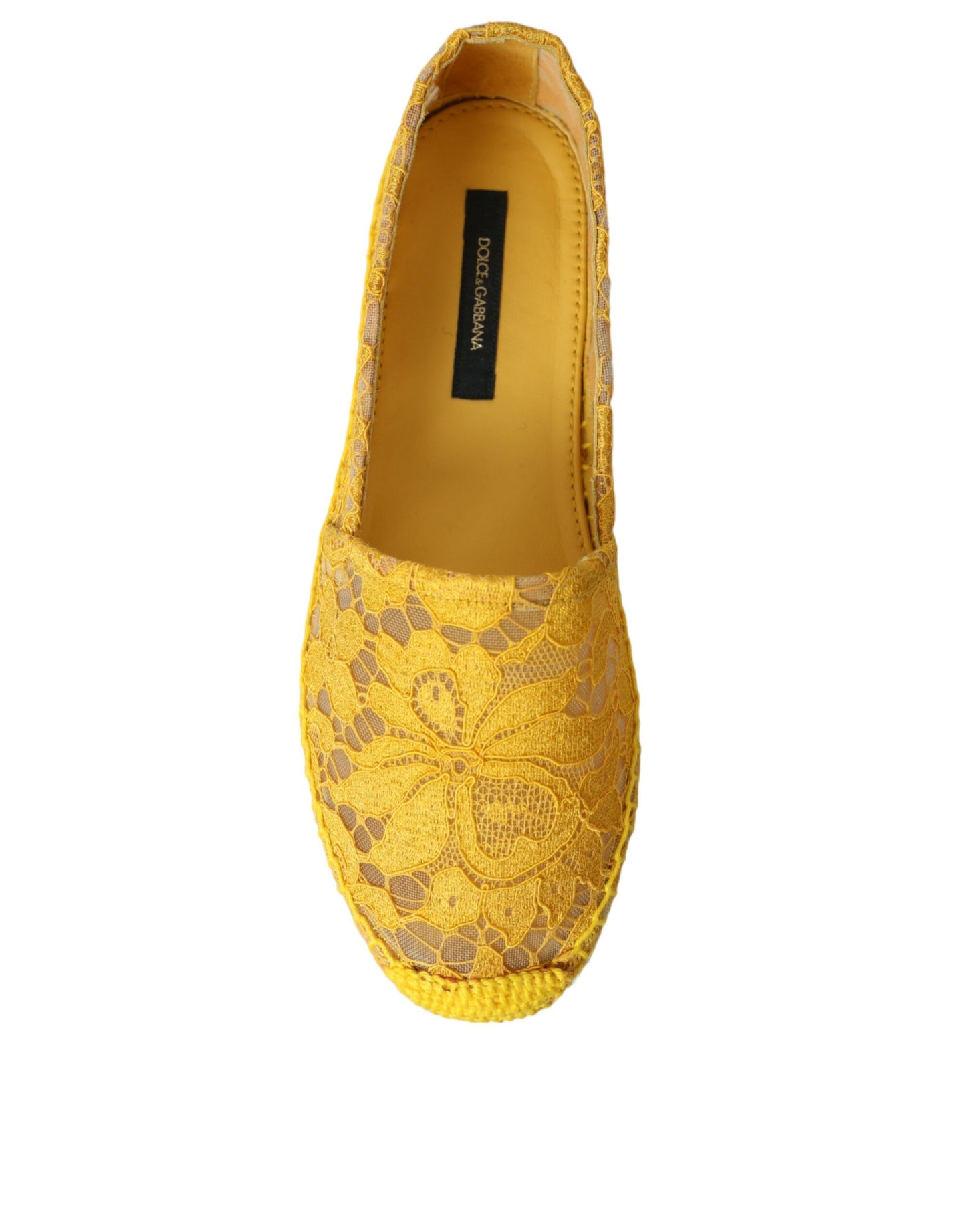 Dolce & Gabbana Yellow Taormina Lace Espadrille Loafers Flats Shoes Curated Luxury Accessories by Orvyn