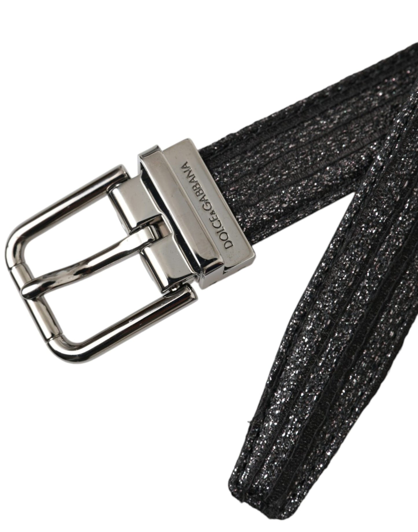 Dolce & Gabbana Black Jacquard Stripes Silver Metal Buckle Belt Curated Luxury Accessories by Orvyn