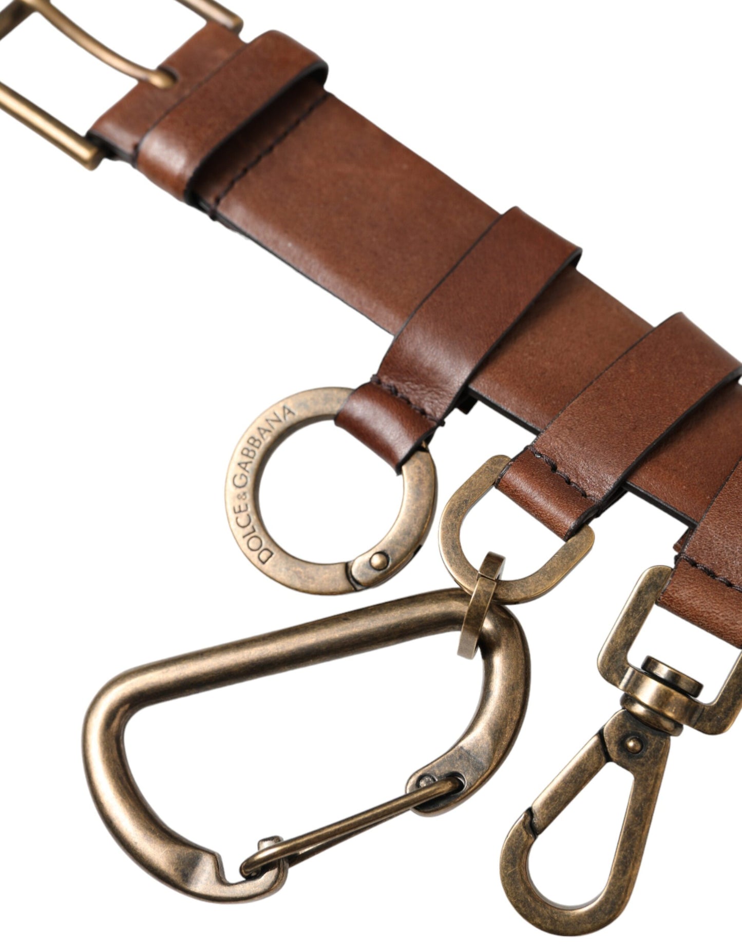 Dolce & Gabbana Brown Calf Leather Gold Metal Buckle Belt Men Curated Luxury Accessories by Orvyn