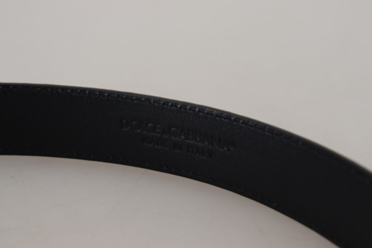 Dolce & Gabbana Blue Exotic Leather Gold Metal Buckle Belt schwarz