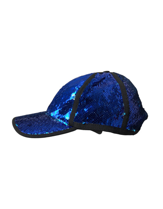 Dolce & Gabbana Royal Blue Sequin Baseball Hat Men Curated Luxury Accessories by Orvyn