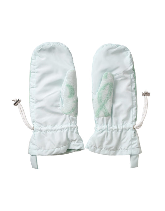 Dolce & Gabbana White Nylon Fleece Wrist Length Mitten Gloves Curated Luxury Accessories by Orvyn