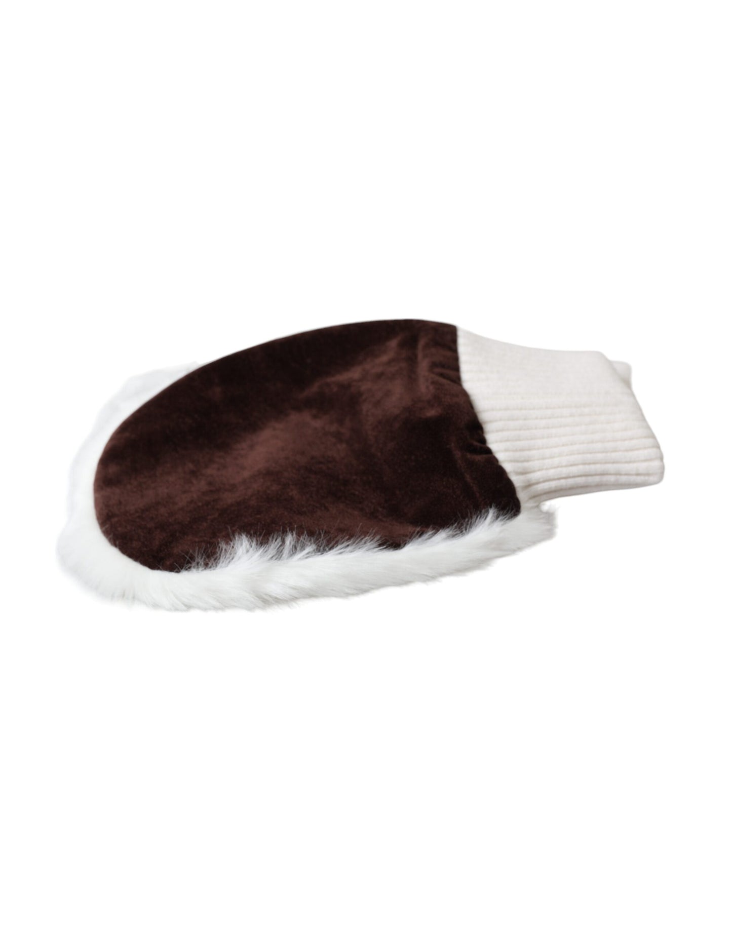Dolce & Gabbana White Acrylic Knitted Fur Wrist Mitten Gloves Curated Luxury Accessories by Orvyn