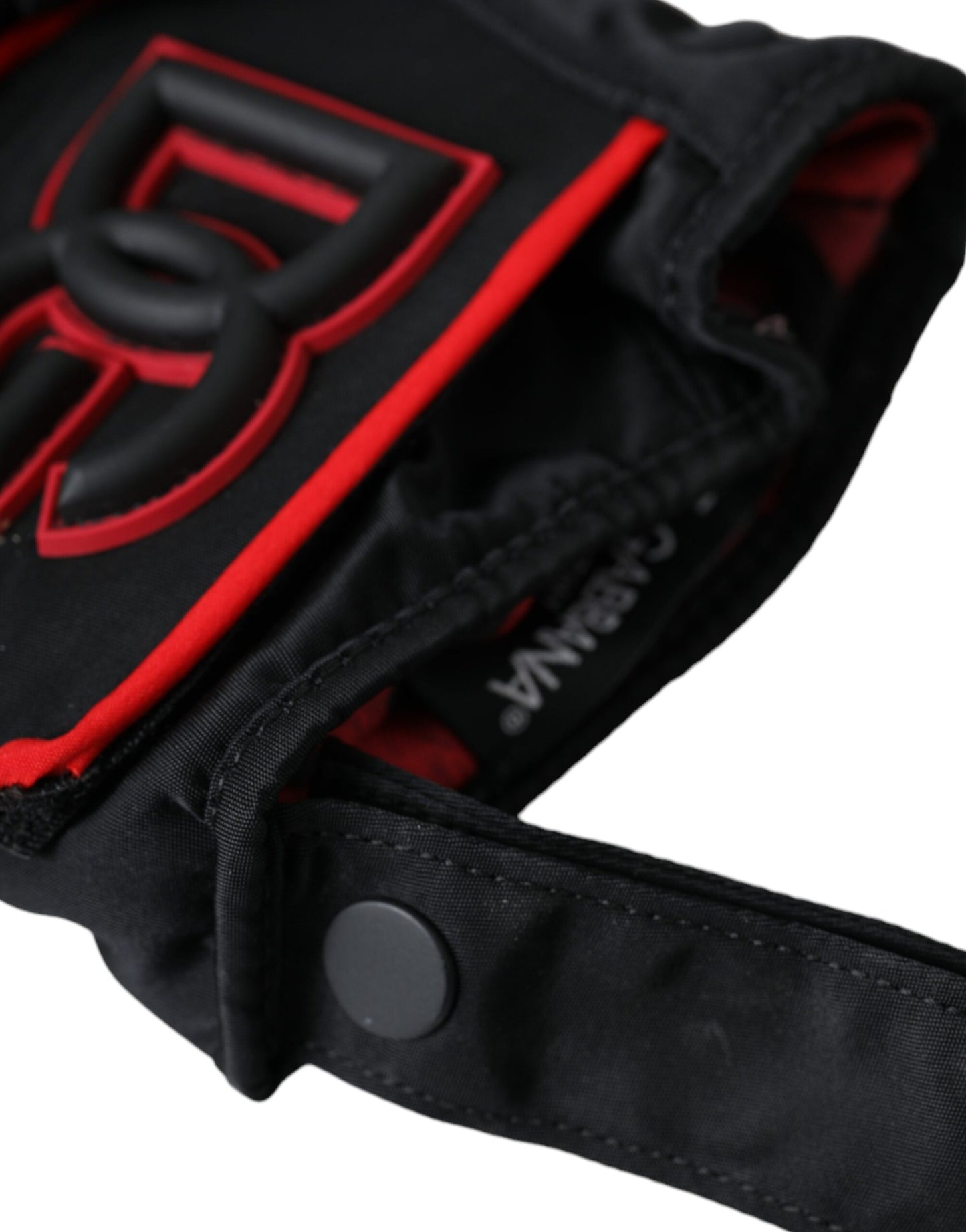 Dolce & Gabbana Black Red Nylon Wrist Length Gloves Curated Luxury Accessories by Orvyn