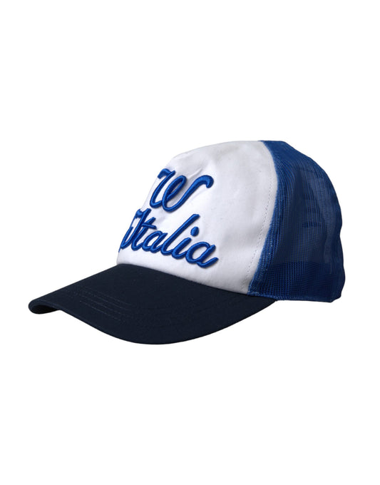 Dolce & Gabbana Blue White Black Italia Mesh Baseball Hat Curated Luxury Accessories by Orvyn