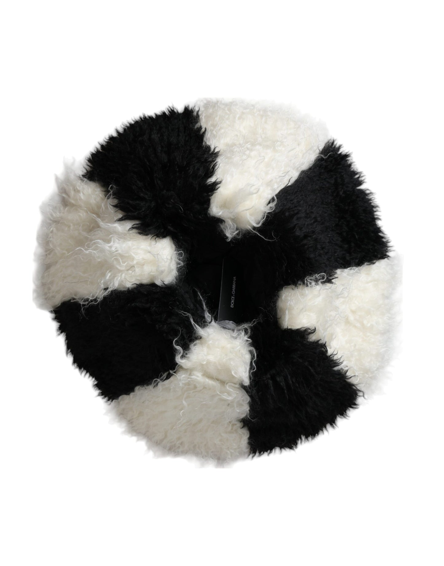 Dolce & Gabbana Black White Stripes Mohair Fur Bucket Hat Curated Luxury Accessories by Orvyn