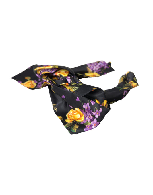 Dolce & Gabbana Black Floral Applique Silk Women Headband Diadem Curated Luxury Accessories by Orvyn