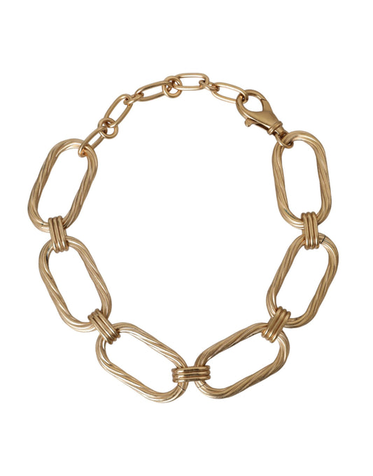 Dolce & Gabbana Gold Tone Brass Large Link Chain Jewelry Necklace Curated Luxury Accessories by Orvyn