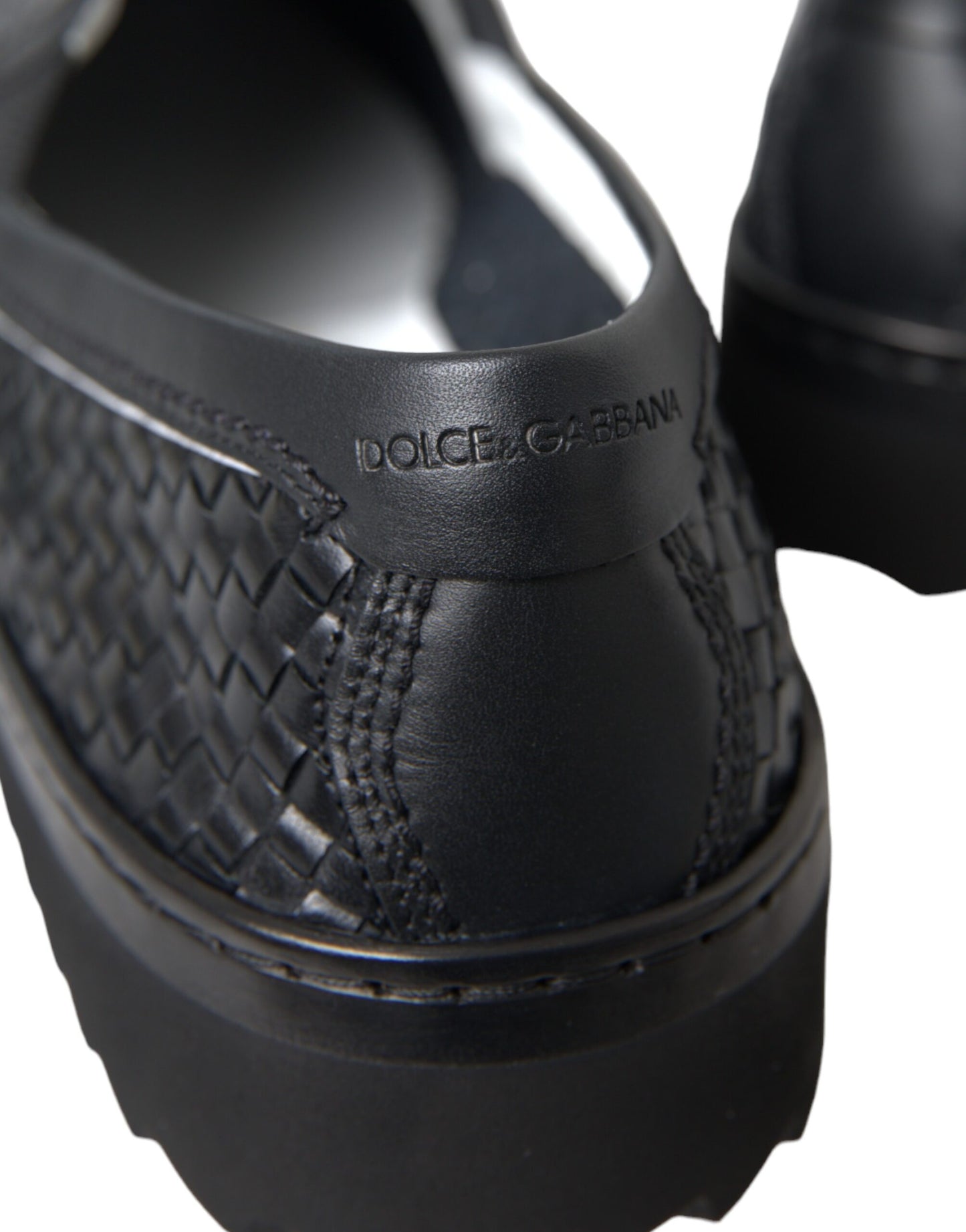 Dolce & Gabbana Black Woven Buffalo Leather Men Loafers Shoes Curated Luxury Accessories by Orvyn
