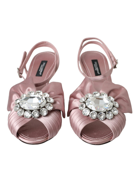 Dolce & Gabbana Pink Keira Crystal Heels Sandals Shoes Curated Luxury Accessories by Orvyn
