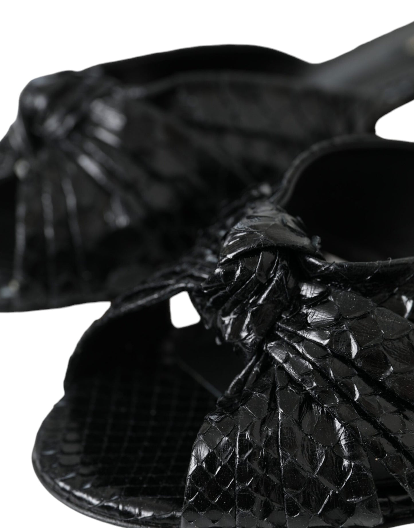 Dolce & Gabbana Black Exotic Leather Heels Slides Shoes Curated Luxury Accessories by Orvyn