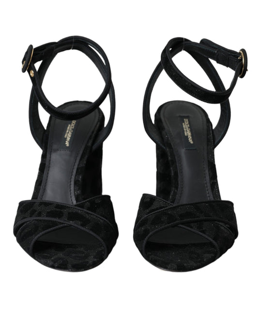 Dolce & Gabbana Black Leopard Suede Heels Sandals Shoes Curated Luxury Accessories by Orvyn