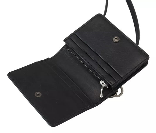 Dolce & Gabbana Black Leather Bifold Shoulder Sling Women Wallet Curated Luxury Accessories by Orvyn