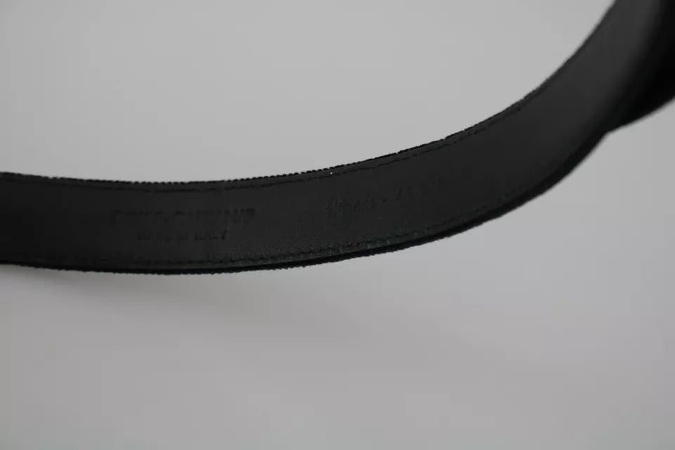 Dolce & Gabbana Black Velvet Leather Silver Buckle Belt Curated Luxury Accessories by Orvyn