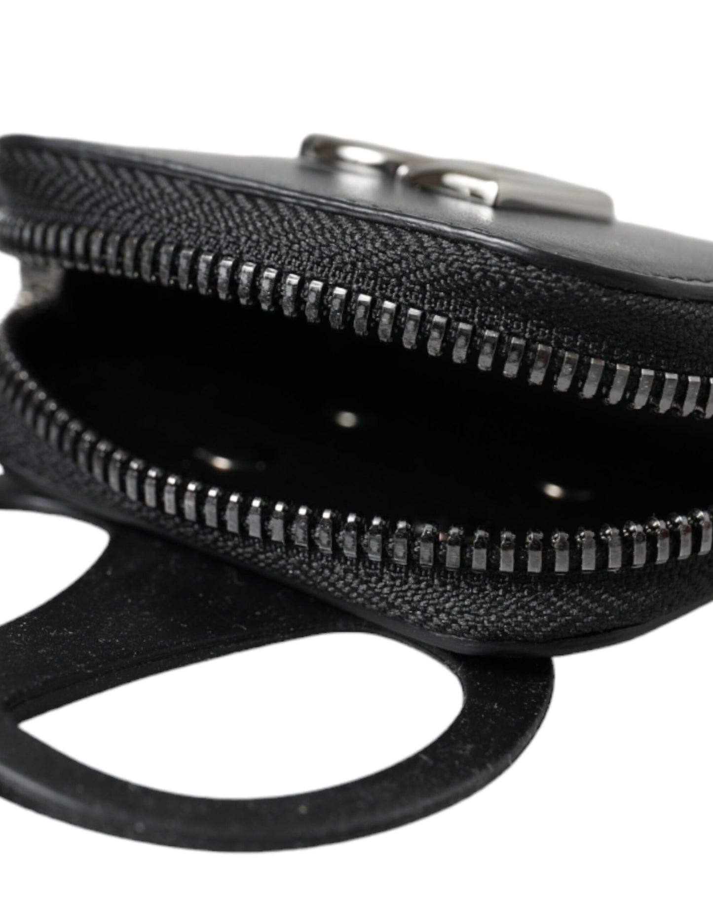 Dolce & Gabbana Black Calfskin Leather DG Logo Coin Purse Lanyard Wallet Curated Luxury Accessories by Orvyn