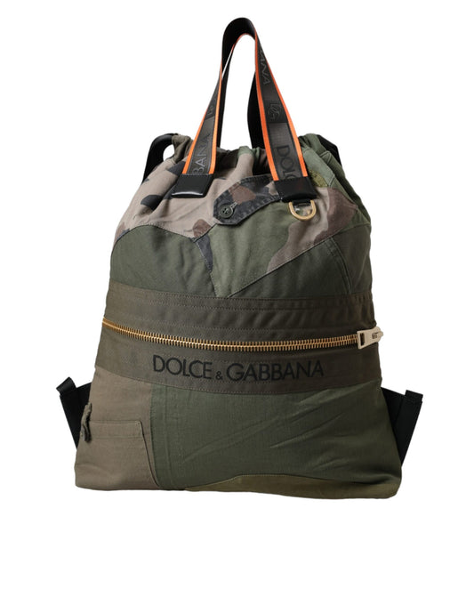 Dolce & Gabbana Military Green Patchwork Rucksack Backpack Bag Curated Luxury Accessories by Orvyn
