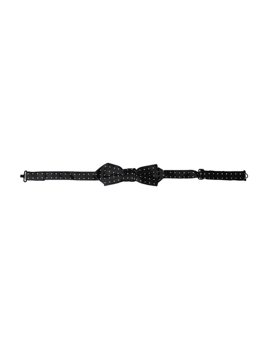 Dolce & Gabbana Black Silk Polka Dot Adjustable Neck Men Papillon Bow Tie Curated Luxury Accessories by Orvyn