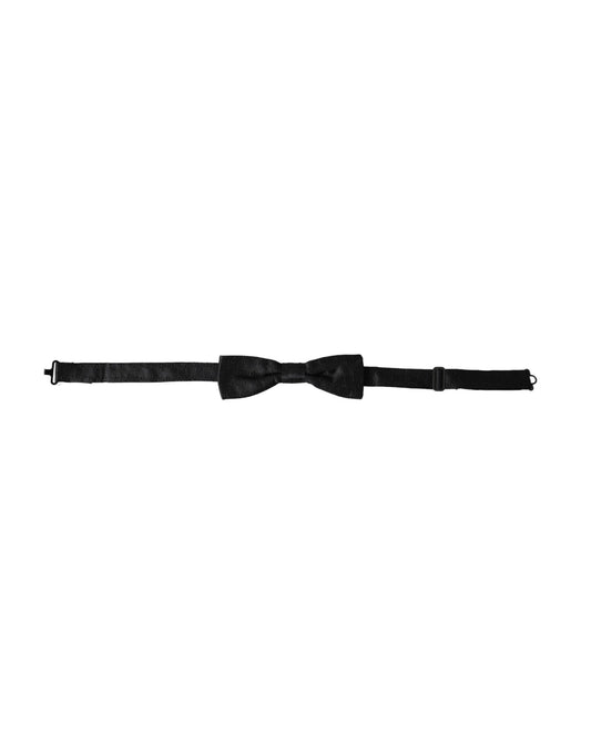 Dolce & Gabbana Black Silk Patterned Adjustable Neck Men Bow Tie Curated Luxury Accessories by Orvyn
