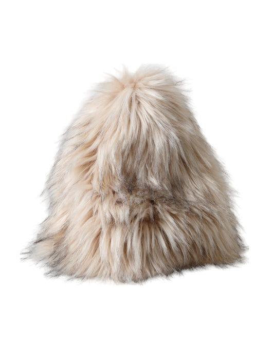 Dolce & Gabbana Beige Acrylic Fur Women Bucket Hat Curated Luxury Accessories by Orvyn