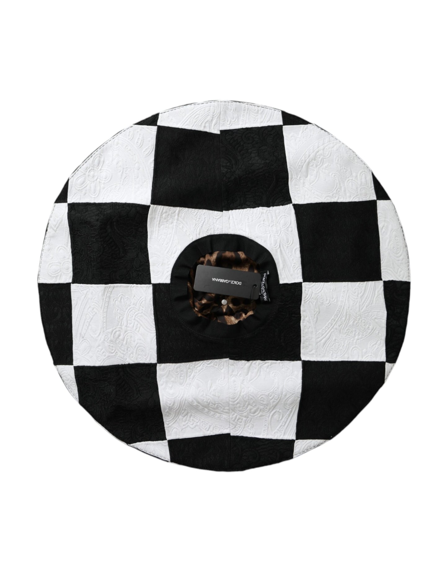 Dolce & Gabbana Black White Checkered Wide Brim Floppy Hat Curated Luxury Accessories by Orvyn