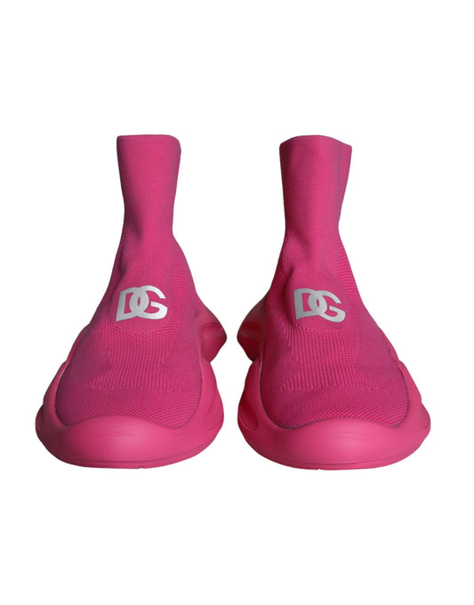 Dolce & Gabbana Pink Logo Print Slip On Socks Sneakers Shoes Curated Luxury Accessories by Orvyn