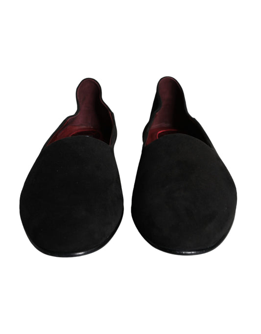 Dolce & Gabbana Black Suede Loafers Formal Slip On Shoes Curated Luxury Accessories by Orvyn