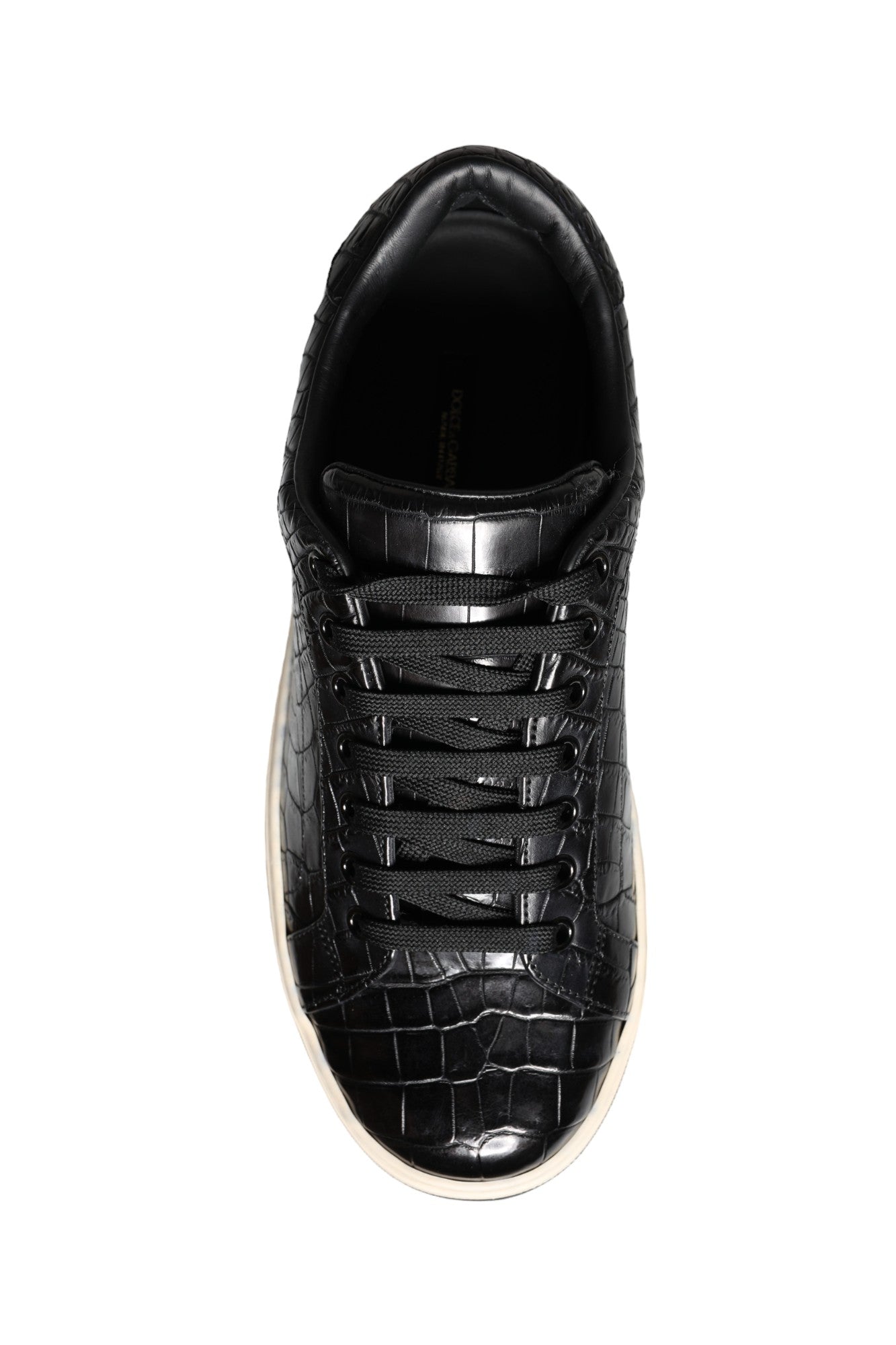 Dolce & Gabbana Black Leather Men Low Top Sneakers Shoes Curated Luxury Accessories by Orvyn
